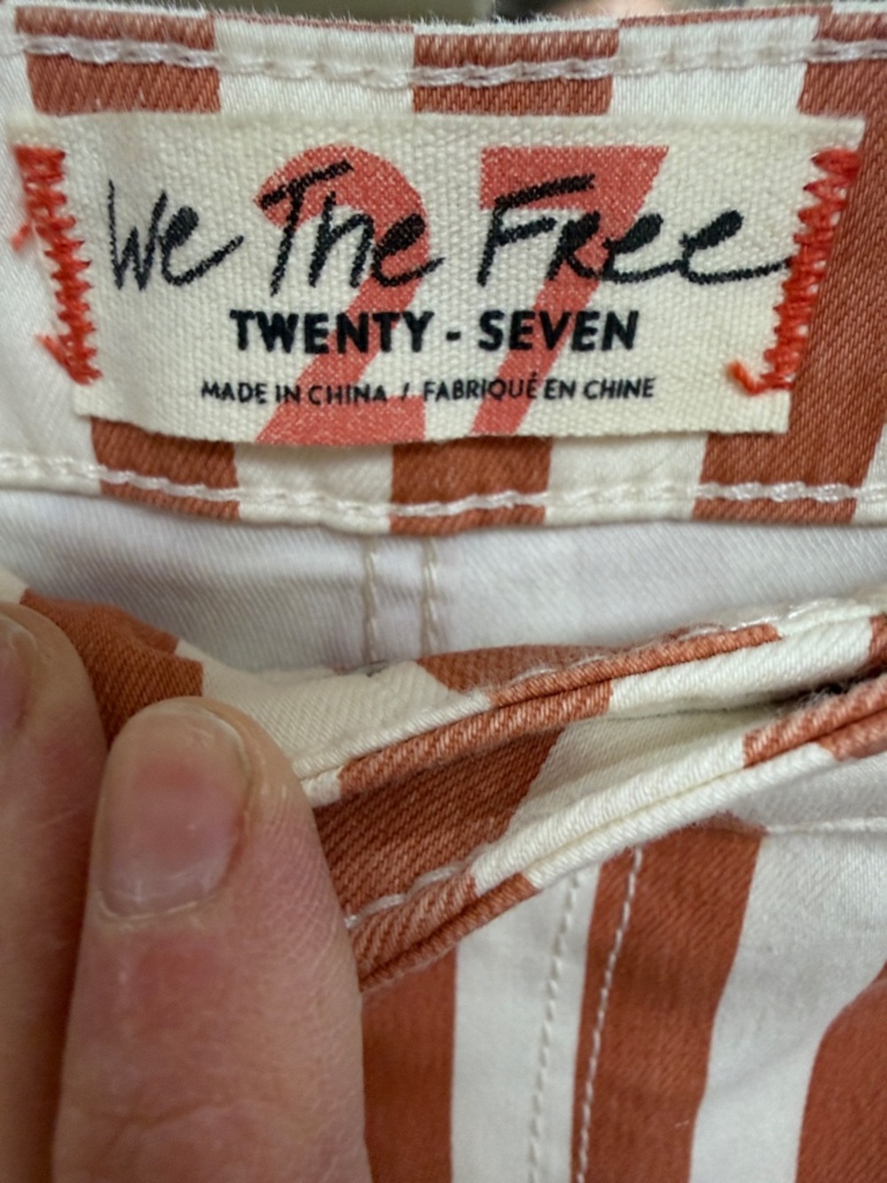 We The Free NWOT Rust and White Vertical stripes float on flares - Picture 2 of 3